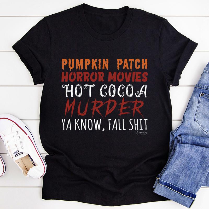 Pumpkin Patch Horror Movies Hot Cocoa T-Shirt-1