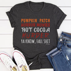 Pumpkin Patch Horror Movies Hot Cocoa T-Shirt-3