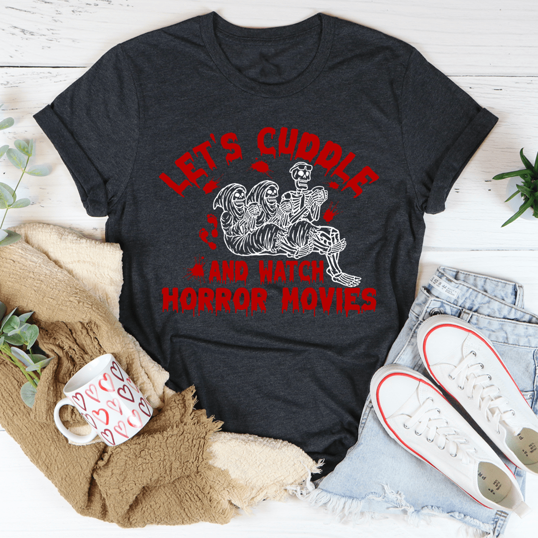 Let's Cuddle And Watch Horror Movies T-Shirt-2