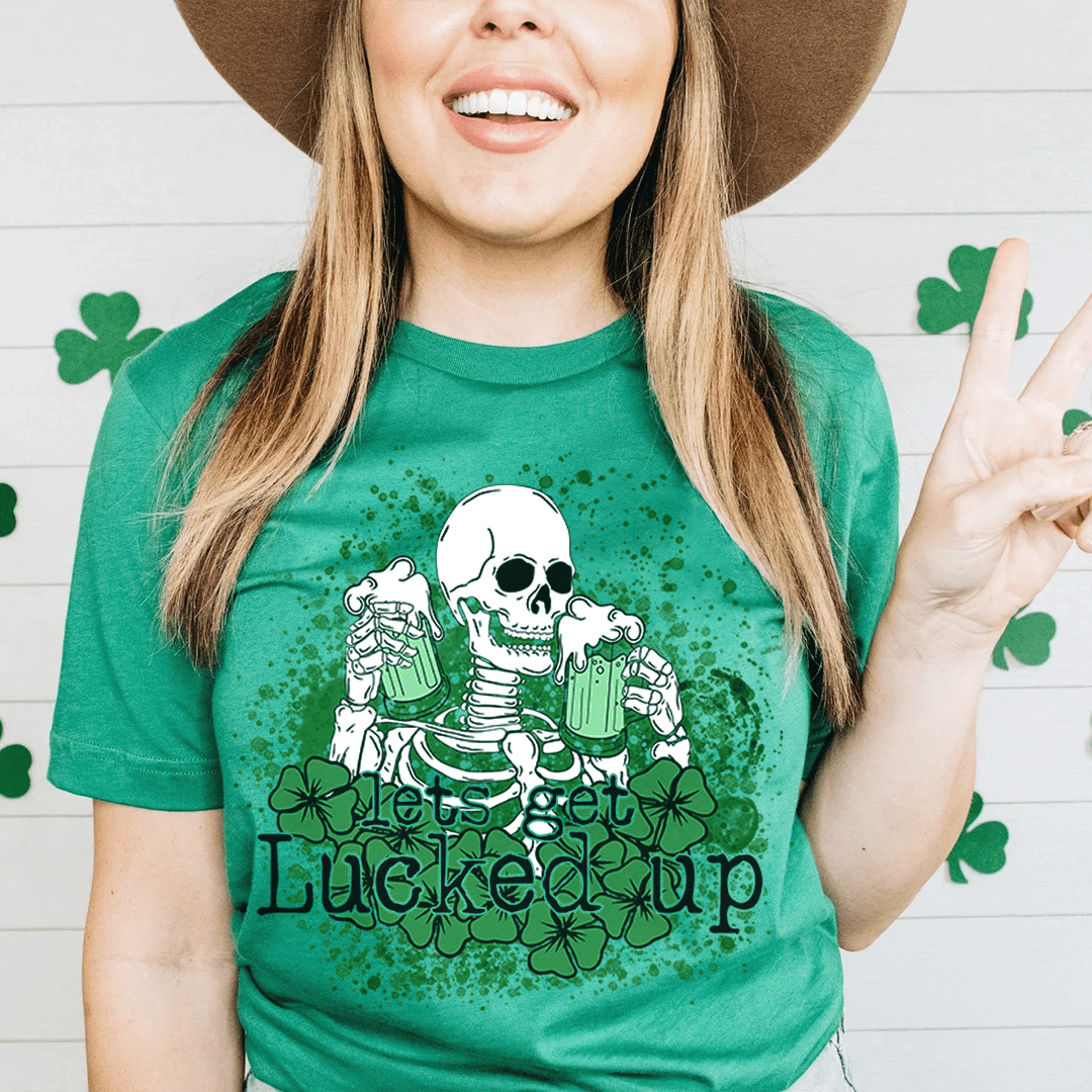 Let's Get Lucked Up Skull T-Shirt-0