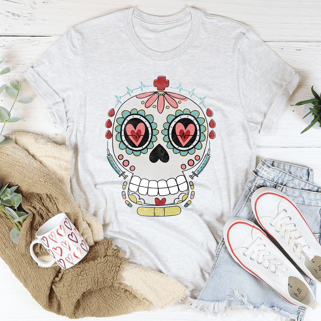 Nurse Sugar Skull T-Shirt-3