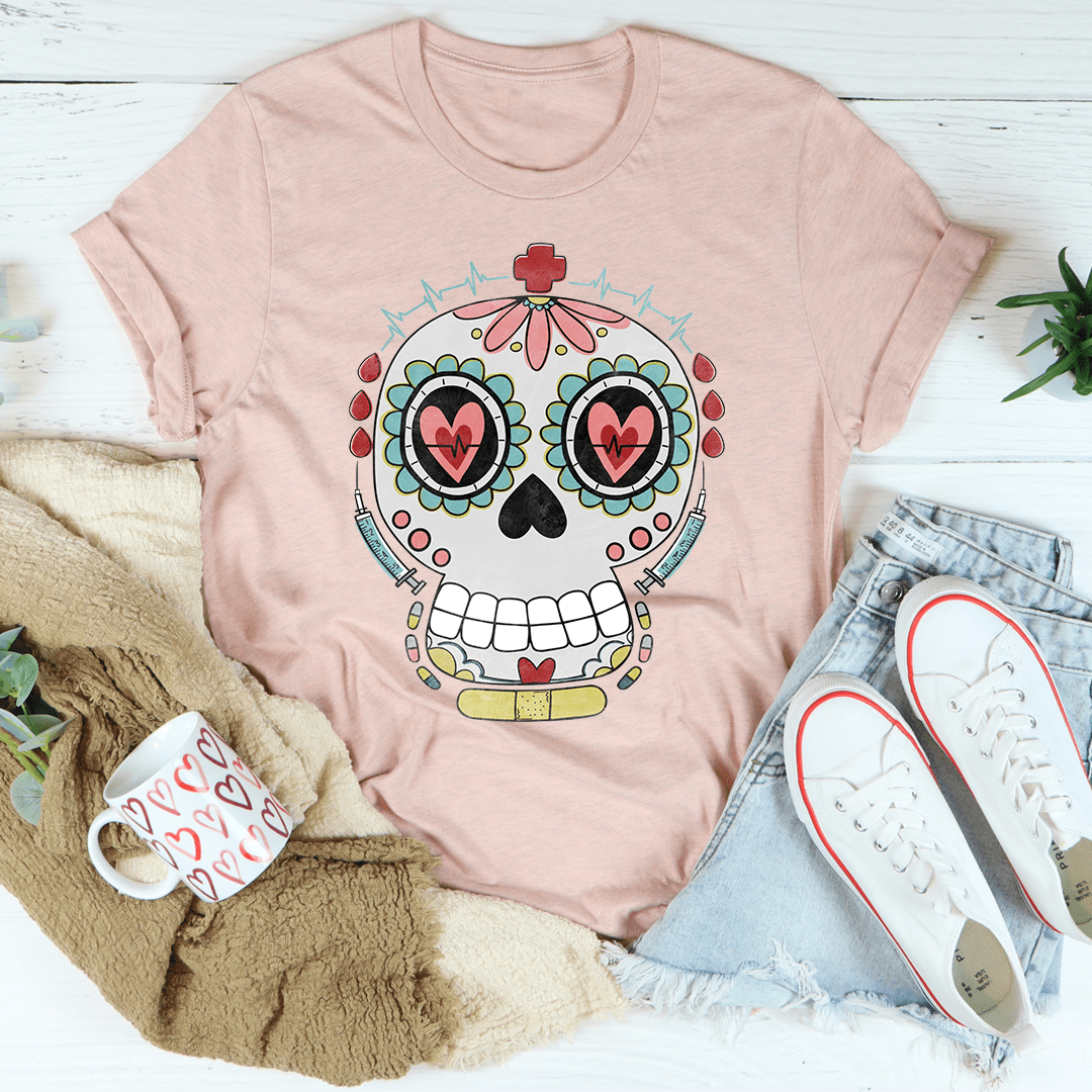 Nurse Sugar Skull T-Shirt-2
