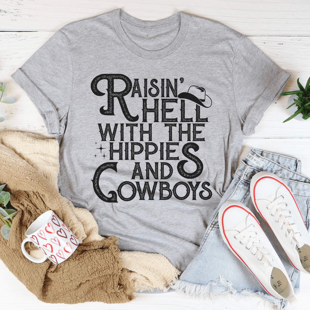 Raisin Hell With The Hippies And Cowboys T-Shirt-2
