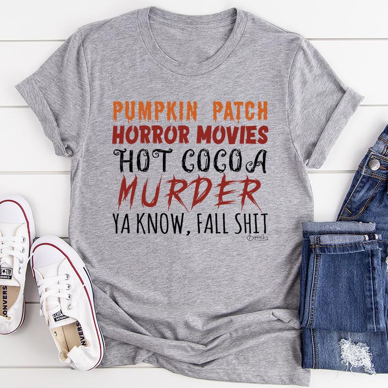 Pumpkin Patch Horror Movies Hot Cocoa T-Shirt-4