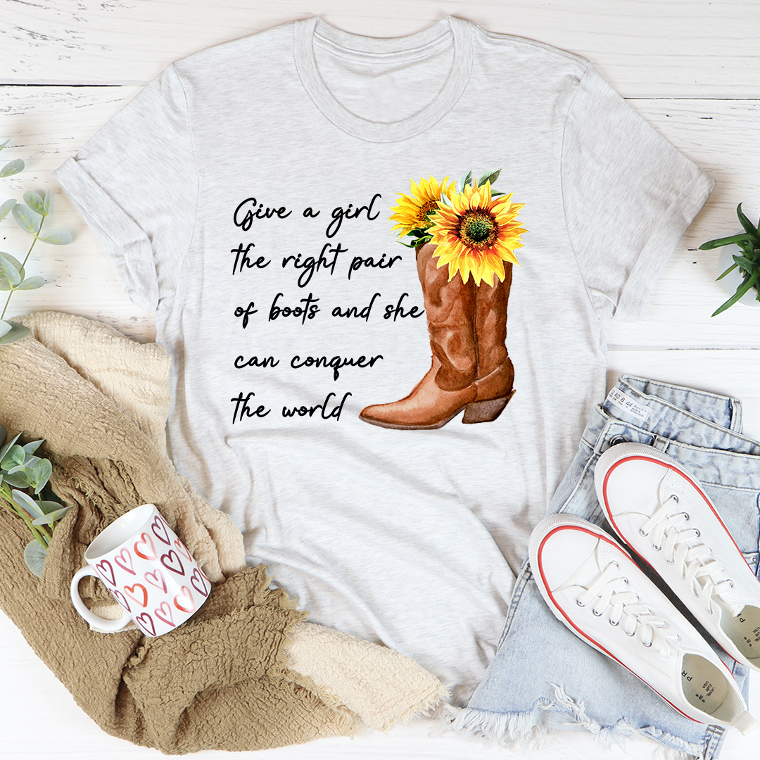 Give A Girl The Right Pair Of Boots T-Shirt-3