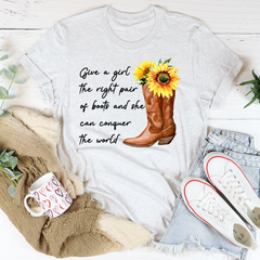 Give A Girl The Right Pair Of Boots T-Shirt-3