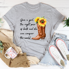 Give A Girl The Right Pair Of Boots T-Shirt-1