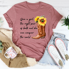Give A Girl The Right Pair Of Boots T-Shirt-2