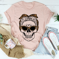 Skull With Leopard Bandana T-Shirt-2