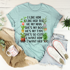 I Like Him Plants T-Shirt-1