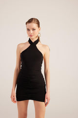Rachel Black Halter Neck Mini Dress-2
