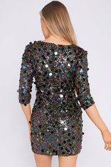 Black Silver Sequin Mini Dress-3