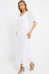 White Silk Maxi Kaftan Dress-3