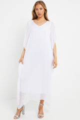 White Silk Maxi Kaftan Dress-1