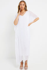 White Silk Maxi Kaftan Dress-2