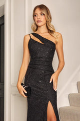 Anthea Black One Shoulder Maxi Dress-2