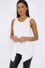 White Sleeveless Top With Asymmetric Hem-1