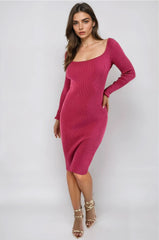 Pink Ribbed Knit Dress-1