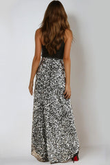 Black and Silver Sequin Maxi Skirt-2