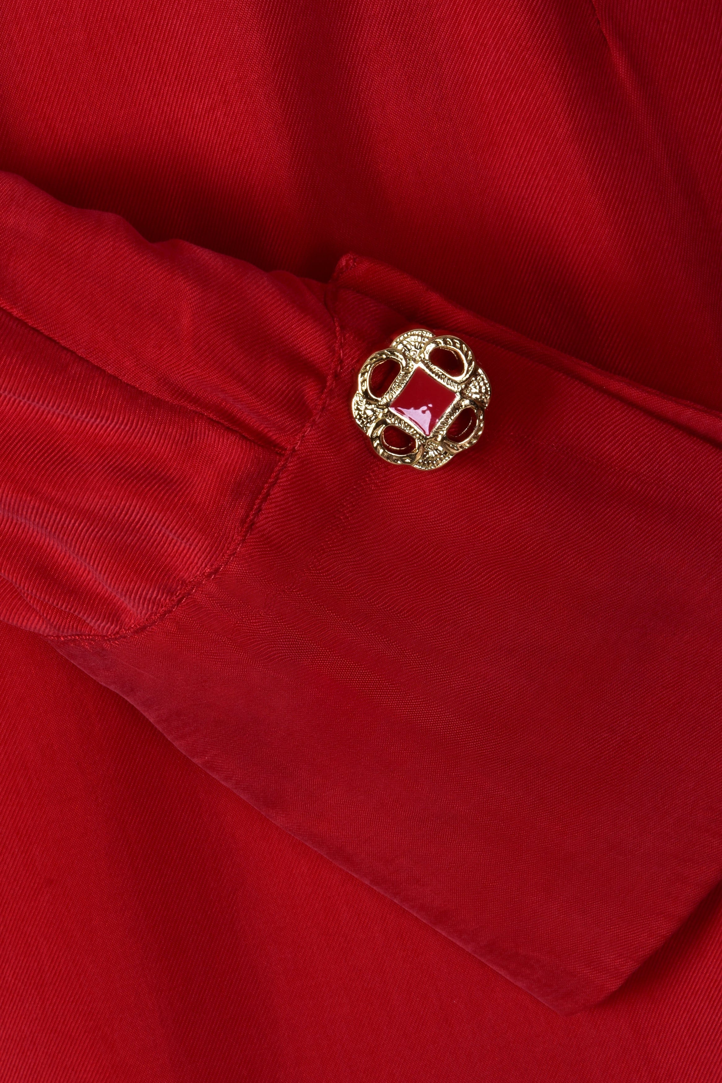 Long Sleeve Red Midi Dress-3