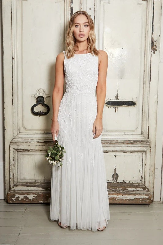 Gracey White Embellished Maxi Dress-0