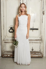 Gracey White Embellished Maxi Dress-0