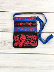 Black And Red Suede Embroidered Cross-Body Bag-3