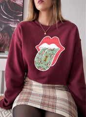 Hippie Floral Tongue Sweat Shirt-1