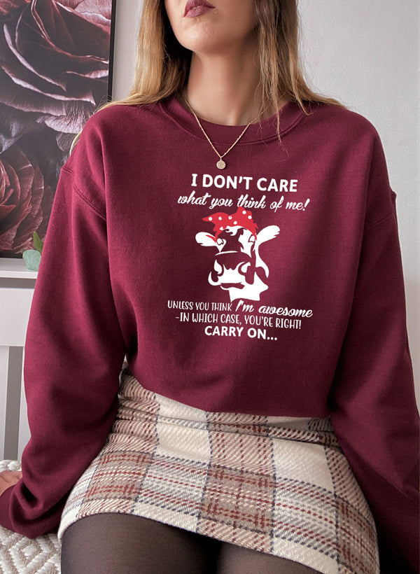 I Dont Care What You Think Of Me Sweat Shirt-4