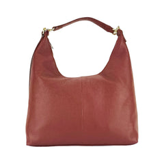 RB1017Q | Women's Soft Shoulder Bag in Genuine Leather Made in Italy with Removable Shoulder Strap. Attachments with Shiny Gold Metal Snap Hooks - Ruby Color - Dimensions: 36 x 40 x 13 cm-1