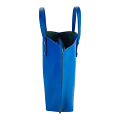 RB1024CH | Women's Genuine Leather Handbag Made in Italy with Removable Shoulder Strap. Large Removable Internal Pouch. Polished Gunmetal Accessories - Royal Blue Color - Dimensions: 48x31x11 cm-3
