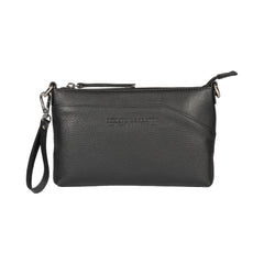 RB2003A | Borsa a Tracolla/Polso in Vera Pelle pieno fiore, grana dollaro/leggera. Tracolla e maniglia removibili. Colore Nero. Dimensioni: cm 22 x 14 x 2,5. Confezione: Sacchetto in Tessuto non Tessuto-1
