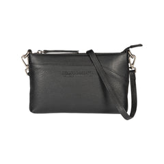 RB2003A | Borsa a Tracolla/Polso in Vera Pelle pieno fiore, grana dollaro/leggera. Tracolla e maniglia removibili. Colore Nero. Dimensioni: cm 22 x 14 x 2,5. Confezione: Sacchetto in Tessuto non Tessuto-0