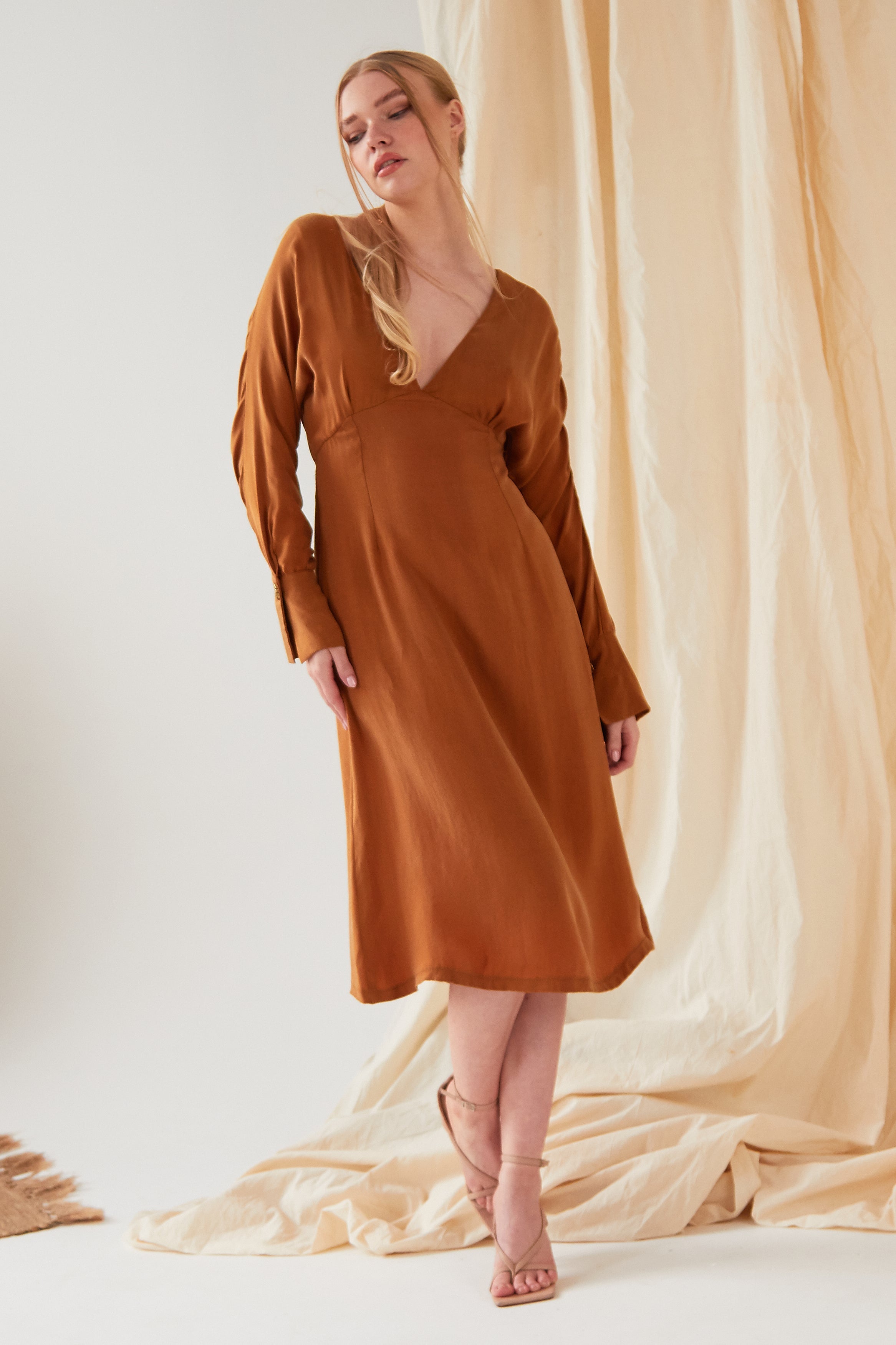 Mustard Yellow Midi Dress-1