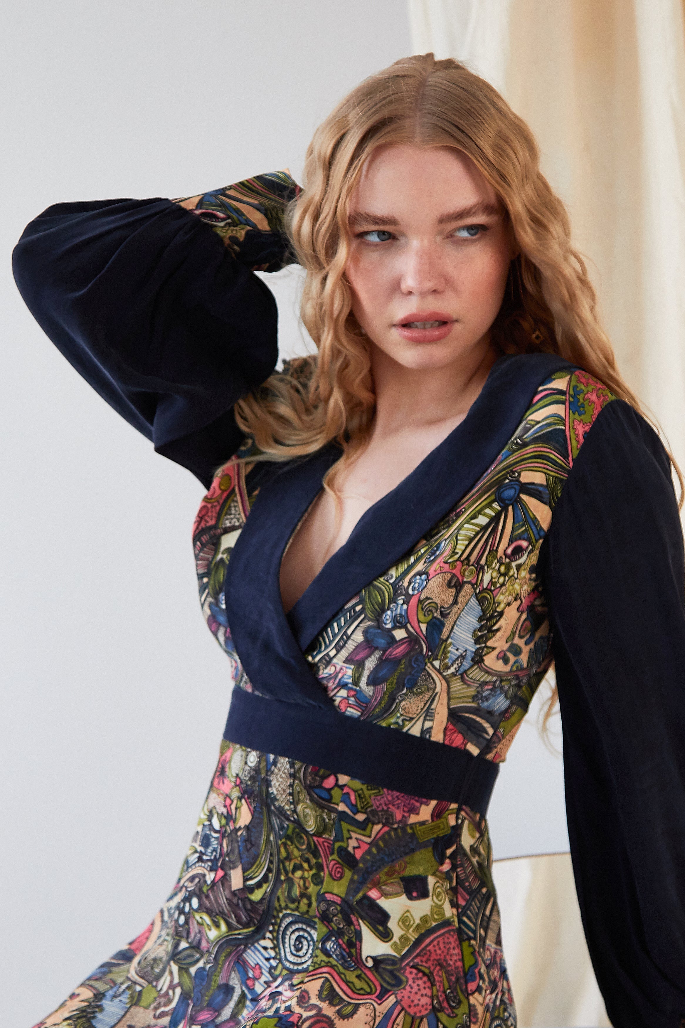 Hand painted Long Sleeve Mini Dress-4