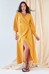 Mustard Wrap Maxi Dress-1