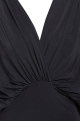Black Batwing Sleeve Midi Dress-3