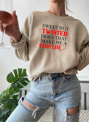 Sweet But Twisted Does That Make Me A Candy Cane Sweat Shirt-2