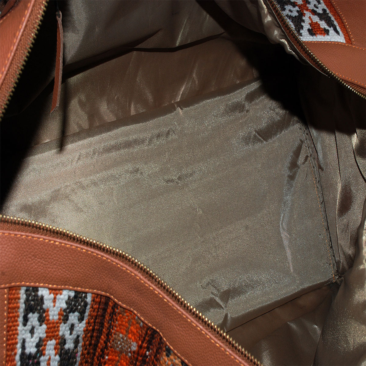 Kilim Leather Metallic Bronze  Duffle Bag-7