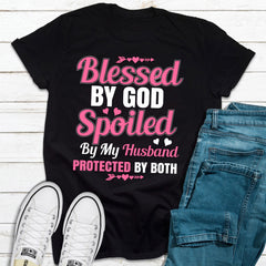 Blessed By God Spoiled By My Husband T-Shirt-10