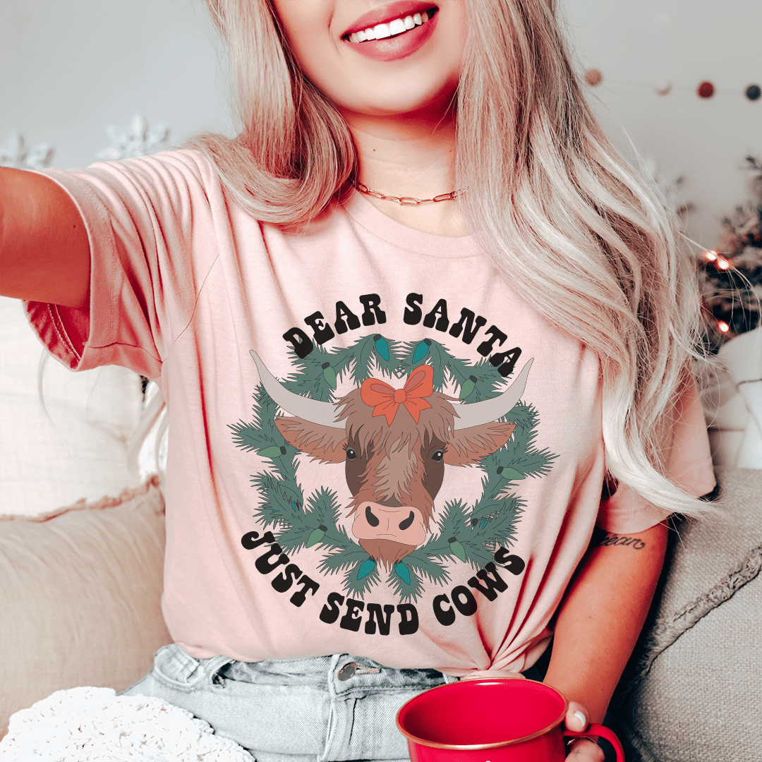 Dear Santa Just Send Cows Tee-0
