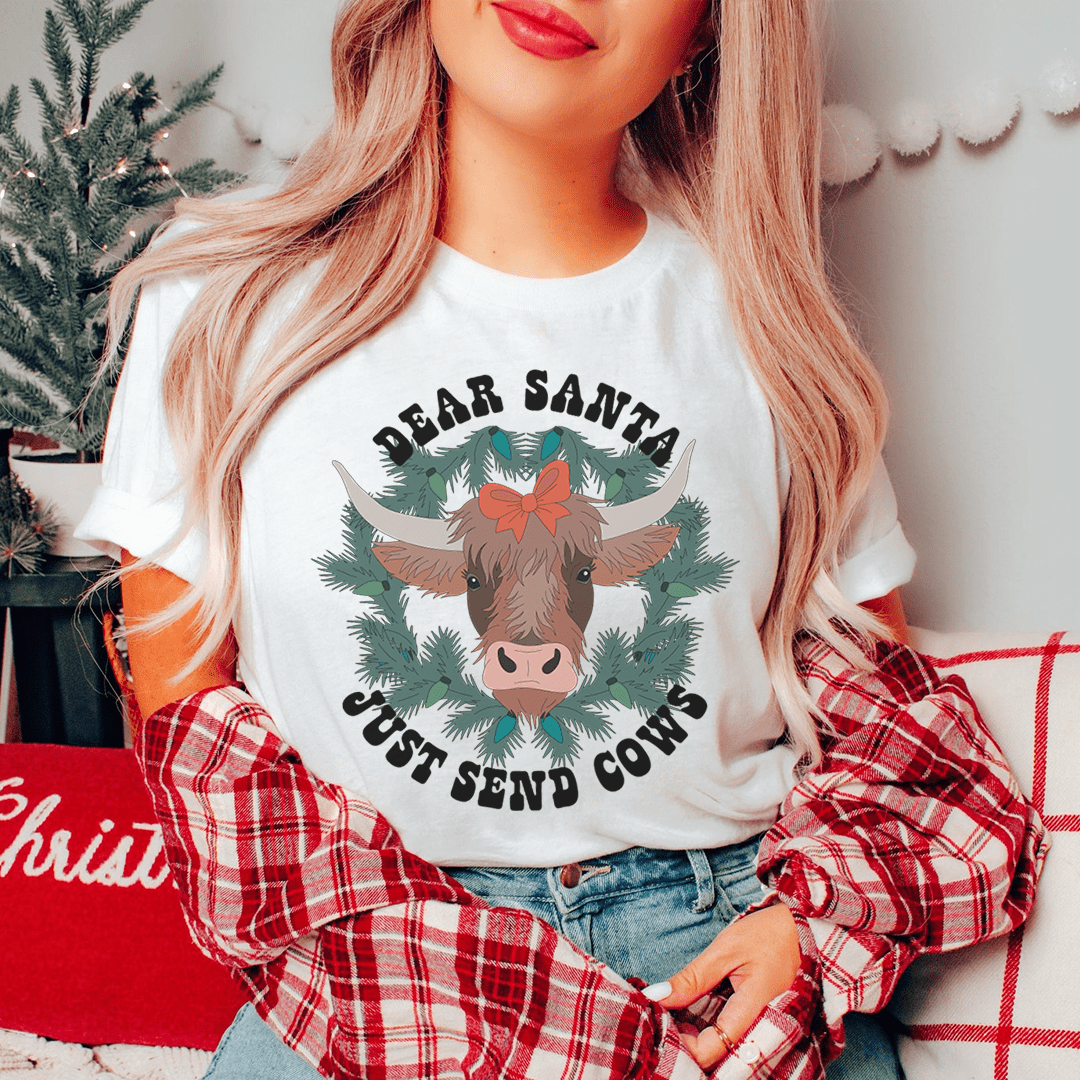 Dear Santa Just Send Cows Tee-2