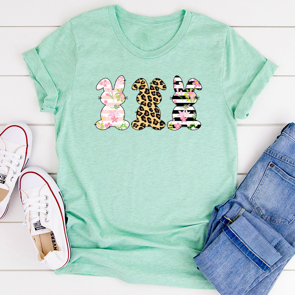 Floral Easter Bunnies T-Shirt-13