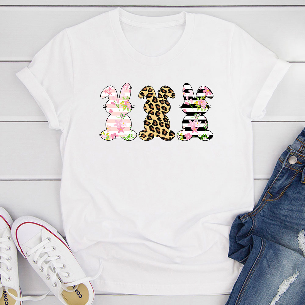 Floral Easter Bunnies T-Shirt-21