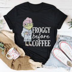 Froggy Before Coffee Tee-0