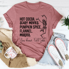 Hot Cocoa Scary Movies Pumpkin Spice Murder Tee-3