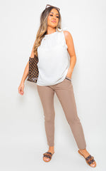 High Waist Double Band Pocket Leggings-0