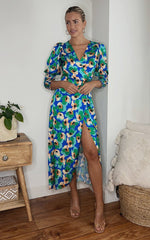 Wrap Front Printed Midi Dress-1