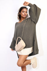 Oversized Long Back Knitted Mini Dress-2