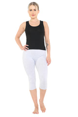 Crazy Chick Women Light Grey Cotton Capri Ladies Leggings 3/4 length-0